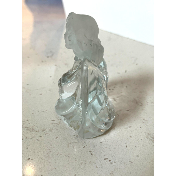 Vintage Fenton Art Glass Guardian Praying Angel Clear and Frosted Figurine 3.5" - Picture 6 of 8